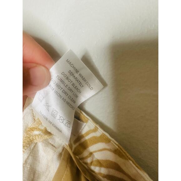 TOCCIN X RTR Brown Tan Floral Printed Wide-Leg Linen Blend Classic Trousers 6 - Picture 13 of 15